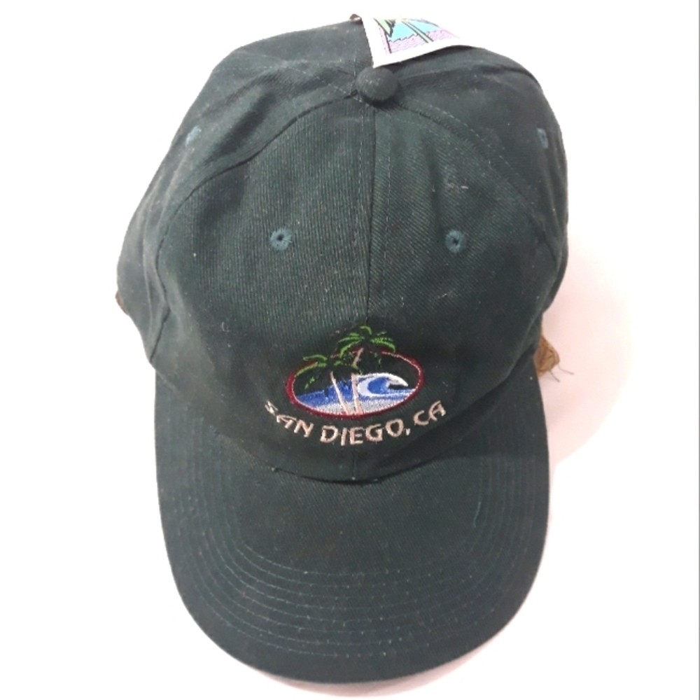 Vintage San Diego Embroidered Green Cap 100% Cotton Hat One Size